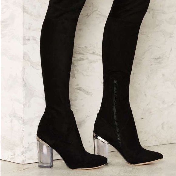 Nasty Gal Shoes - Lust For Life Over the knee boot clear heel